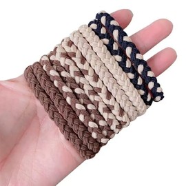 10 Pieces Cotton Hair Ties Braided Hair Bands Elastic Hair Ties Ropes Braided Ponytail Holders Hair Accessories for Women Thick Heavy Curly Hair(Mixed Colors)