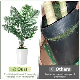 VIVATREES Palm Tree 5FT Artificial, 60in Tall Faux Palm Tree with 15.7 White Planter, Fake Potted Tree for Indoor & Outdoor Home Office Decor