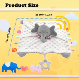 baby comforter Blanket for Newborn | Soft Cotton Elephant Security Taggies Teether Toy | Soothing Newborn Baby Gifts | Newborn Gifts for Baby Girl Boy, Kids, and Toddlers