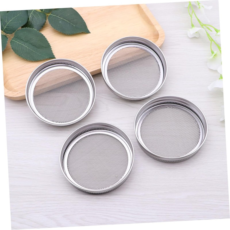 Kisangel 4Pcs Stainless Steel Sprouting Lids for Mason Jars Removable
