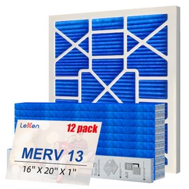 LEKEN 16x20x1 AC Furnace HVAC Filter Reusable Electrostatic Filters MERV 13 For Households With Pets, 12 Pack(Contain 1 reusable ABS frame+12 filter cartridges), (Precise Size 15.68" x 19.68" x 0.75")