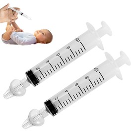 2 Pack Baby Nasal Aspirator,Professional Baby Nose Syringe with Cleanable and Reusable Silicone Tips for Gentle Nose Cleaning and Easy Nasal Care (10ml, Count, 2)