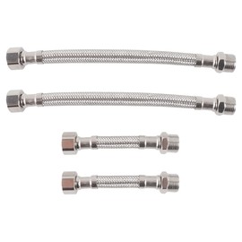 Hoite 4 Stück Flexibler Wasserhahnschlauch, 3/8 Zoll Edelstahl-Flexschlauchanschluss Für Waschbecken, Wasserhahn, Badezimmer, Küche, 10 Cm / 20 Cm