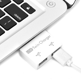 ASHATA USB 2.0 1 Male to 2 Female Extension Converter,USB Splitter Male to 2 Female Adapter,2-Port Mini USB 2.0 Hub for Charging Syncing,USB Twin Charger Splitter Adapter(White)