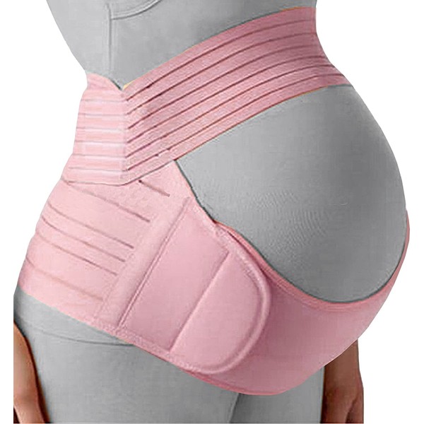 Belly Band for Pregnancy, Pregnancy Belt - Maternity Belt for Back Pain. Prenatal - Pregnancy Support Belt with Adjustable/Breathable Material. Back Support for Pregnant Women. Baby Pink Color/Size L