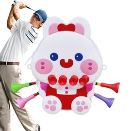 Cute Golf Tee Storage Bag, Pink Rabbit-Shaped Ball Tee Holder with 8 Tees, Portable Hanging Golf Tees Organizer Pendant