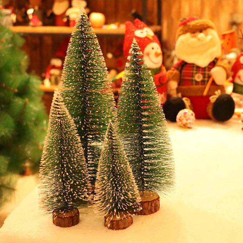 10 PCS Artificial Mini Christmas Trees Miniature Frosted Christmas Trees