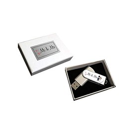 Maisie Moo Gifts Limited Mr & Mrs Silver USB 8GB Single Sided Flash Drive For Wedding Photos In White Presentation Gift Box