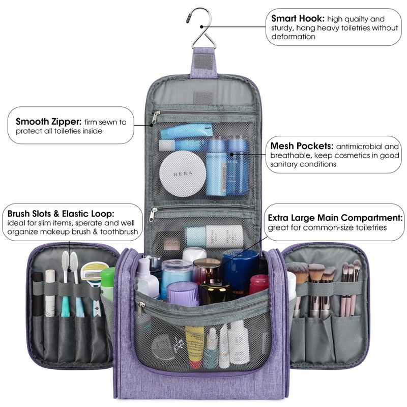 Large Hanging Toiletry Wash Bag Travel Makeup Cosmetic Organizer for