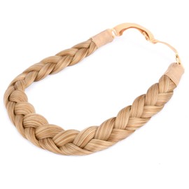 BOBIYA 3 Strands Synthetic Hair Braided Headband Classic Chunky Wide Plaited Braids Elastic Stretch Braid Headband for Women Girl (Honey Blonde)