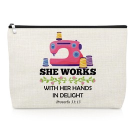 Gevody Quilting Gifts for Women Makeup Bag Sewing Gifts for Sewing Lovers Seamstress Quilters Sewer Cosmetic Bag Christmas Birthday Present for Crafting Lover Friend Mom Grandma Travel Pouch