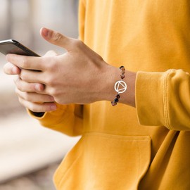 Zircobic Alcohol Recovery Bracelet, Exquisite Sobriety Jewelry with 8mm Beaded Chain, Inspirational Gift for Birthdays and Family Gatherings - YA5078