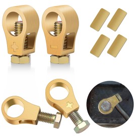 Linkstyle 4 PCS Pure Copper Battery Terminal Connection Clips, Positive and Negative Top Post Car Battery Cable Clamps Connectors, Heavy Duty Quick Release Battery Clips for Auto, Truck, RV, Marine