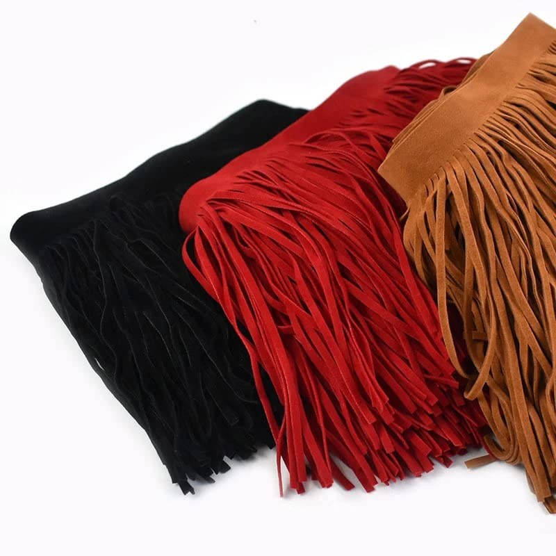Yalulu 2 Meter Double Side Leather Suede Tassel Fringe Trims,
