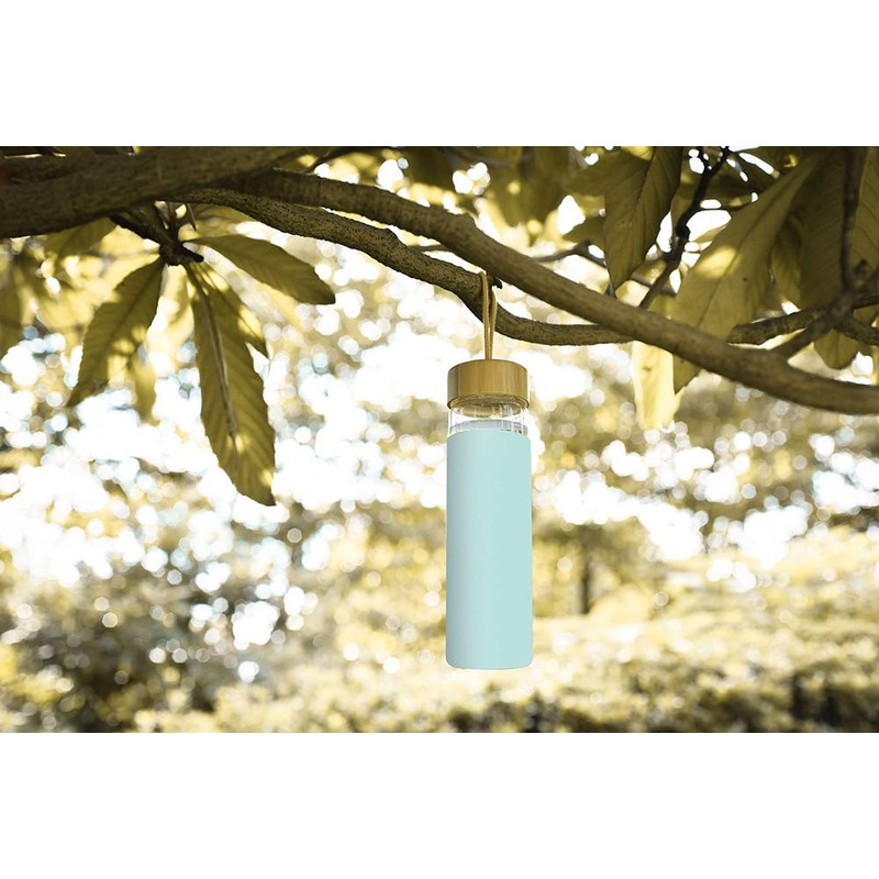 Yomious 20 Oz Borosilicate Glass Water Bottles with Silicone Sleeve