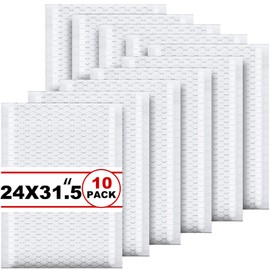Thenshop 10 Pcs Extra Large Bubble Mailers 24 x 31.5 Inch Resealable Padded Envelopes Waterproof Shipping Packages Opaque Poly Packaging Envelope Mailers Cushioned Bags for Mailing Packaging, White