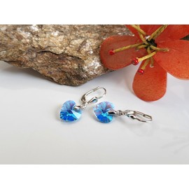 Schöner-SD 925 Silver Pendant Earrings Heart Crystal 10 mm Women Girls, Sterling Silver