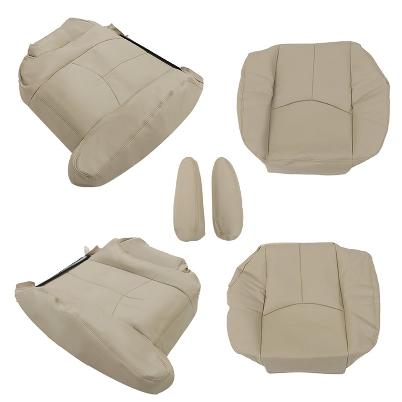 munirater 6Pcs Tan Front Leather Seat Cover Bottom and Lean