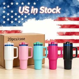 US  40 Oz H2.0 Dishwasher Safe Thermal Flask 40oz Stainless Steel Tumbler With Box for Daily Office Outdoor Activitycolor: 4 colors mixed, capacity: 40 oz