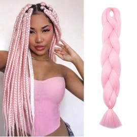 Silk-co Braids Extensions 60 cm, Kanekalon Synthetic Hair for Braiding, 1 Piece Braids Hair, Crochet Hair for Jumbo Braids Box Braid Twist Braid Hair Extension Pink