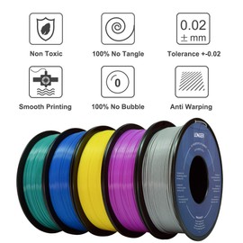 LONGER PLA 3D Printer Filament 1.75mm, Dimensional Accuracy +/- 0.02 mm, No Tangle, Environmental Friendly, Widely Compatibility (Grey, 1KG)