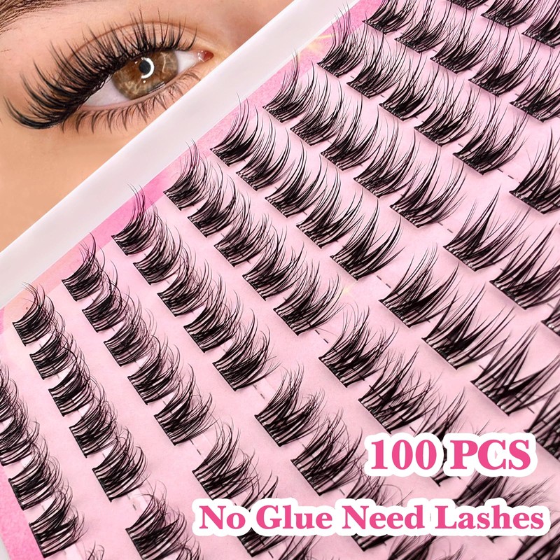 Selbstklebende Wimpern Cluster vorgeklebte Wimpernbüschel 100 Stück Flauschiges C Curl