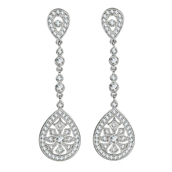 HAISWET Bridal Elegant Art Deco Pave Cubic Zirconia Chandelier Dangle