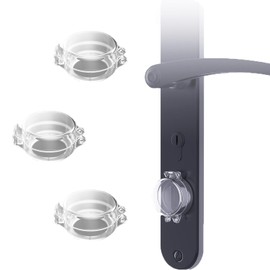 UtySty 3 Pack Keyed Entry Door Knob Deadbolt Secure Cover Baby Proofing Adhesive Deadbolt Lock Child Safety Protector for Ball Door Knobs with Lock and Key Interior Exterior Front Entrance Locks 1.1''