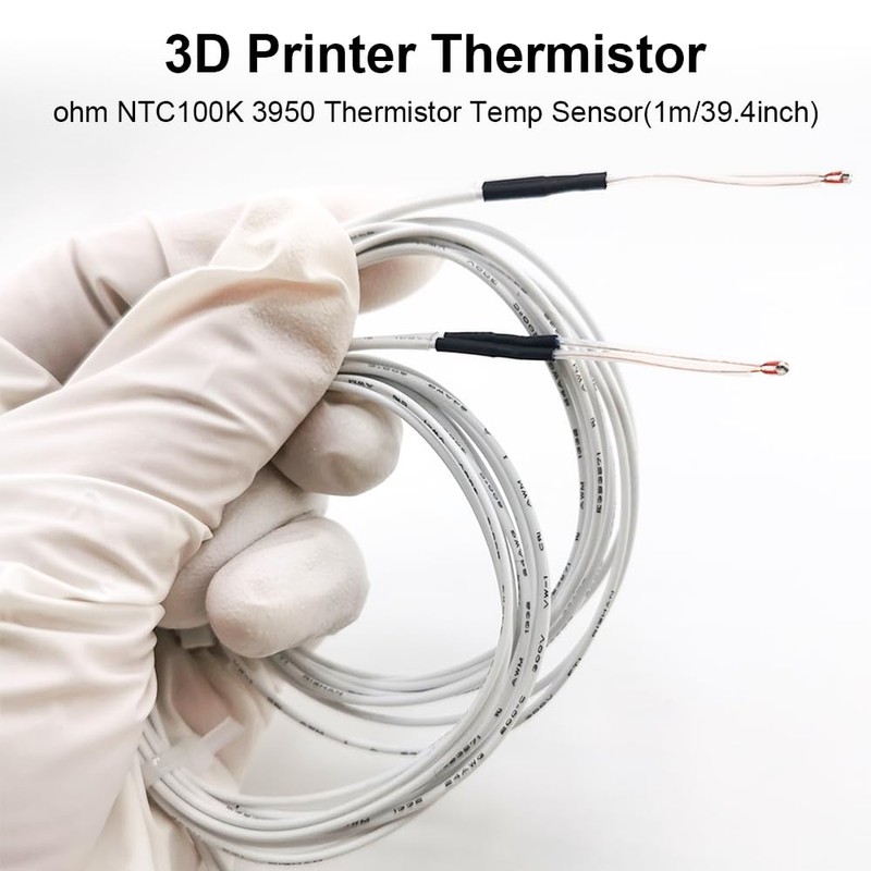 4Pcs Ender 3 Thermistor 1m/39.4Inches, 3D Printer ohm NTC 100K