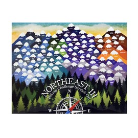 Northeast 111 Hiking Challenge Scratch Off/NY'S High Peaks/Vermont/NH 48 4,000 footers/Maine/peakquest/Hiking Supplies and Accessories/ 11x14" in size/hiking log or journal/map