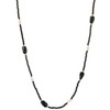 COOLSTEELANDBEYOND Long Beaded Layered Necklace, Black Gold Bead, Boho Minimalist