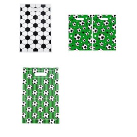 30 Pcs Football Party Bags with 3 Designs, Soccer Gift Bags for Kids, Football Favors, Kids Birthday Treat Bags, Sports Theme Supplies