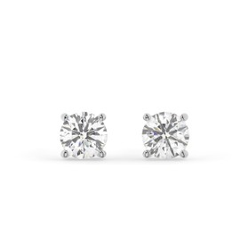 14K Solid White Gold Lab Grown Moissanite Round Cut Solitaire Stud Earrings | 4.0mm | 0.50 CTW | Push Back Posts | Made in USA | By Adora Fine Jewelry