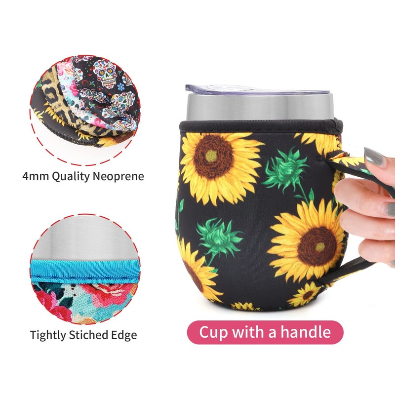 AJLTPA 4Pack Reusable Neoprene Insulated Sleeves With Handle For 12oz