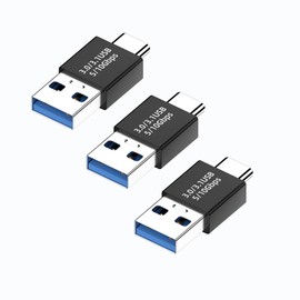 rgzhihuifz Adaptador USB 3.1 macho a USB C macho USB A a USB C conector de 10 Gbps, compatible con teléfonos móviles, computadoras, computadoras portátiles, color negro 【Paquete de 3