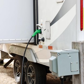 RVGUARD 30 Amp 25 Foot RV Power Cord with 135 Degree, Heavy Duty 10/3 Gauge STW Cord with LED Power Indicator, 30 Amp Male Standard to 30 Amp Female Locking Connector, Green, ETL Listed