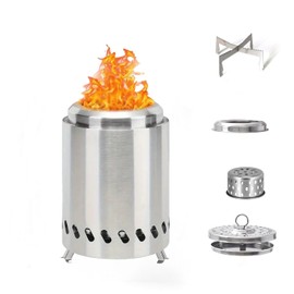 HPGJLEE Tabletop Fire Pit with Stand, Stainless Steel Mini Fire Stove, Smokeless Camping Outdoor Table Top Stove for Urban Suburbs, with Portable Travel Bag