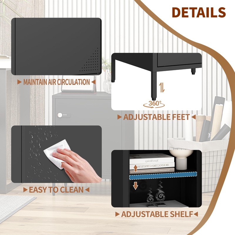 Steehoom Locker Nightstand with Lock and Adjustable Shelf, Dorm Lockable