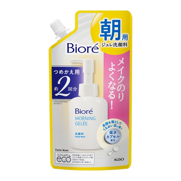 Biore Morning Jelly Face Wash, Refill, 2 Doses, Aqua Floral Scent, 5.3 fl oz (160 ml) (x 1)
