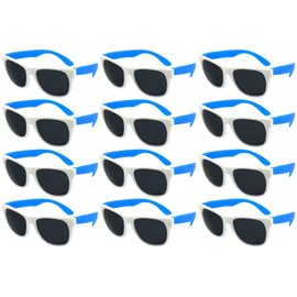 Edge I-Wear 12 Bulk 80s Party Sunglasses Neon Sunglasses for Adult Party Favors Wedding 5402RAWHT/BU-12