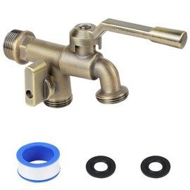 Outside Water Faucet,Outdoor Wall Mounted Garden Double Faucets Two 3/4 inch Brass Ball Valves Water Tap Frost-Proof Outside Spigot Replacement with 2 Outlets for Home Balcony (Bronze 3/4" Male Inlet)