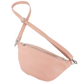 modamoda de - T211 - Italian Hip Bag, Chest Bag, Medium, Soft Leather, Pastel pink, s