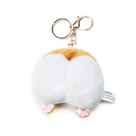 LUOFENG Furry Cartoon Corgi Cat Pig Butt Key Ring for Key Animal Key Chain Pendant Lovely Car for Keys Purse Handbag Decoration, Corgi