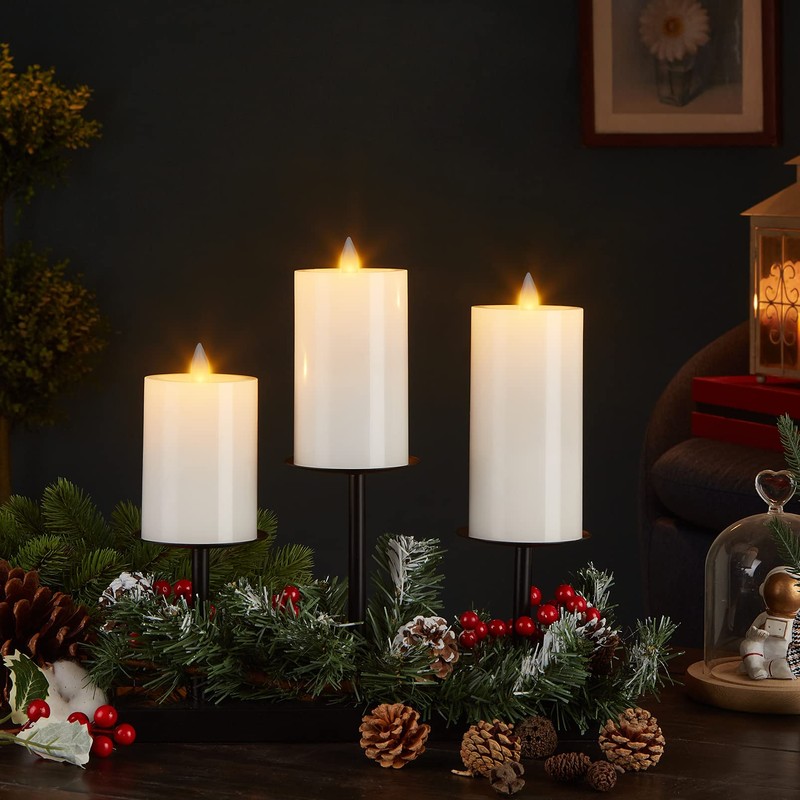 CozierGlow Rechargeable Flameless Pillar Candles with Remote Timer, 3D Moving