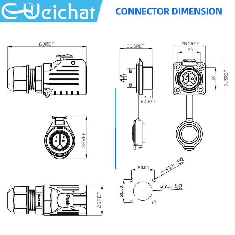 E-WeiChat EW-LP16 Waterproof Industrial Plug IP68 Quick Plug Aviation Connector