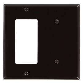 Leviton 2-Gang 1-Blank 1-Decora/GFCI Device Combination Wallplate, Standard Size, 80708, Brown