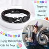 EYQV 16th Birthday Gifts Boys, Engraved Leather Bracelet 16th Birthday