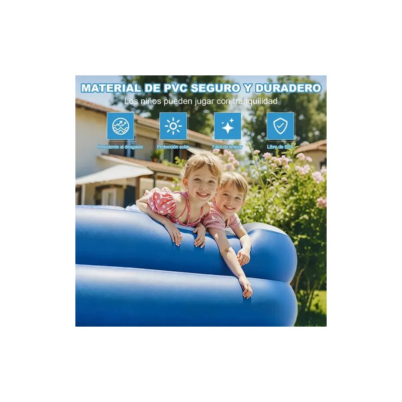 200cm Alberca Inflable Rectangular Piscinas Con Dos Flotador Azul