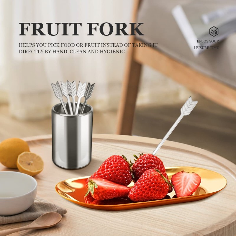 DOERDO Decor Cocktail Picks Stainless Steel Fruit Toothpicks Sandwich Appetizer