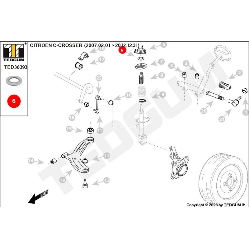 Front Strut Support Bearing, Front Axle, Upper, Both Sides